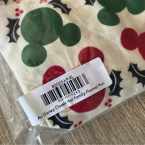 🆕 NWT Hanna Andersson Disney Mickey Holly Garland adult flannel pajama pants XL - Picture 3 of 4